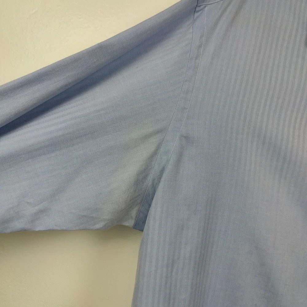 Polo Ralph Lauren‎ Regent Shirt Mens 17.5 Blue Herringbone French Cuff Preppy